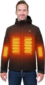 Heated Jacket for Men Soft Shell Heating Hood Jacket ANTARCTICA GEAR Winter Coat For Hunting Camping Climbing (Color: black, size: M)