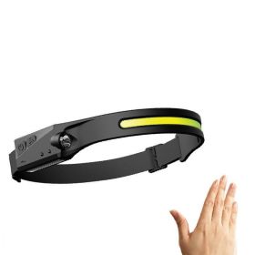 COB LED Induction Riding Headlamp Flashlight USB Rechargeable Waterproof Camping Headlight With All Perspectives Hunting Light (Electrical outlet: USB, Color: black)